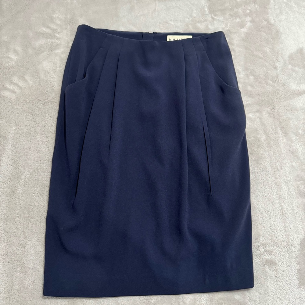 M.M. Lafleur A-Line Skirt‎ Women's 4 Blue Slouchy Pockets Pleats